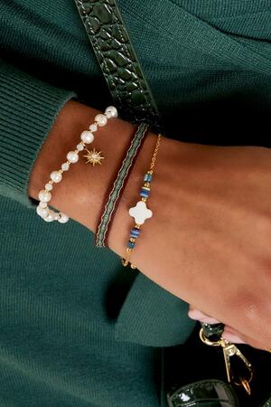 Pulsera de perlas con colgante de estrella Oro Acero inoxidable h5 Imagen2